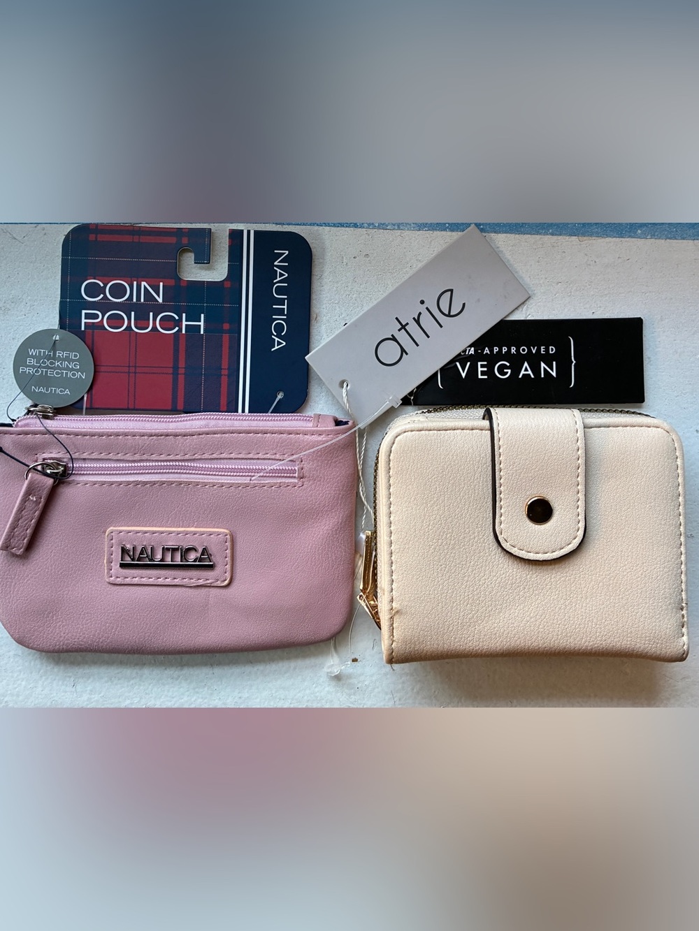 Two Piece Set Nautica RFID Coin Purse + Atrie Vegan Leather Zip Wallet NWT